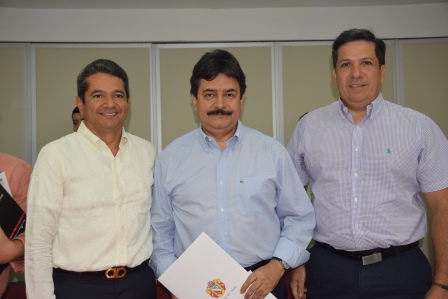 Ariel Rincón, Presidente Ejecutivo de la Cámara de Comercio de Neiva; Carlos Julio González Villa, Gobernador del Huila y  Rodrigo Lara Sánchez, Alcalde de Neiva.